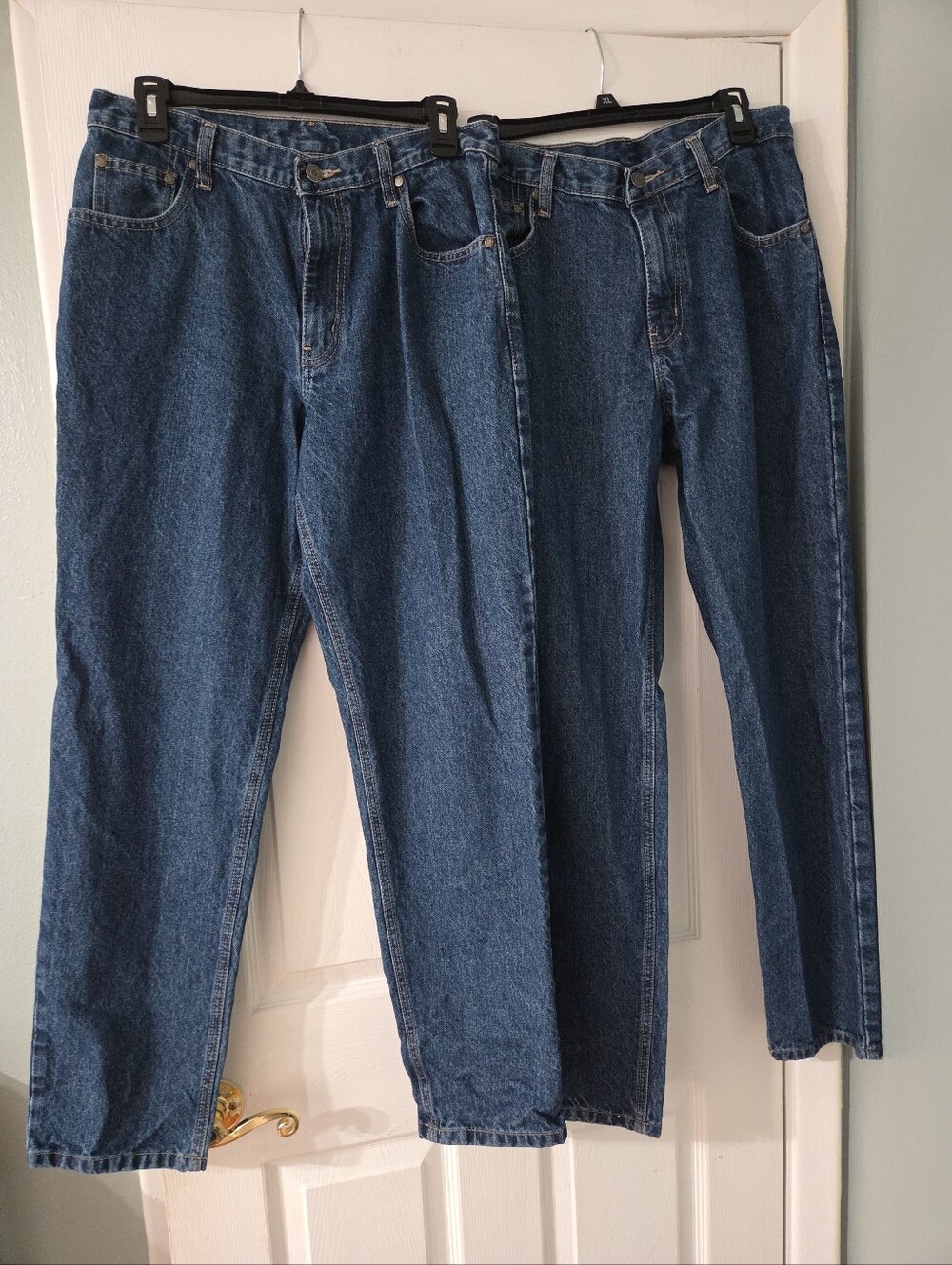2 Pair Women's Full Blue Denim Relaxed Fit Straight Leg Jeans. 10